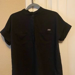 Figs Women’s scrub top, black, button up, medium